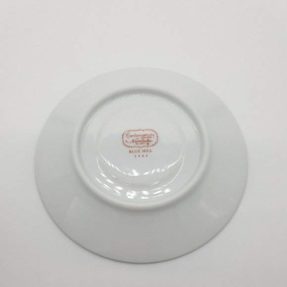 Cup Saucer Blue Hill 2482 Noritake China Tea Coffee Collection Silver Rim Blue - Picture 6 of 12